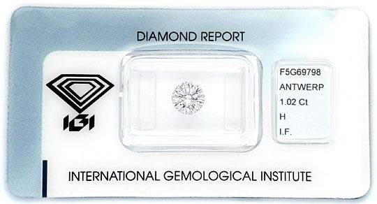 Foto 1 - Diamant 1,02ct Einkaraeter Brillant IGI Lupenrein Weiss, D6096