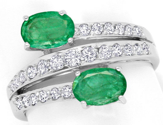 Foto 2 - Top Smaragde Diamanten-Ring in Weißgold, 0,93 Emeralds, S4191