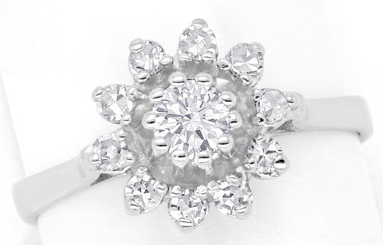Foto 2 - Brillant-Diamanten-Ring Solitär-Diamant Kranz Weißgold, S4441