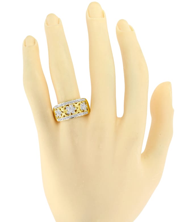 Foto 4 - Breiter Gold-Bandring Blumenmotive Diamanten, S5602